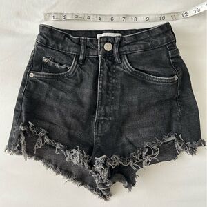Zara Black Distressed Denim Shorts